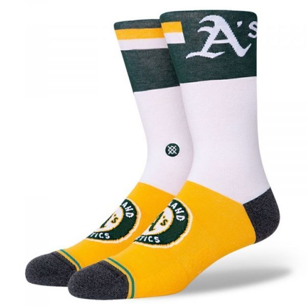 Stance Oakland Athletics OAK Color Crew Socks Size Large L Whie Green Yellow New
